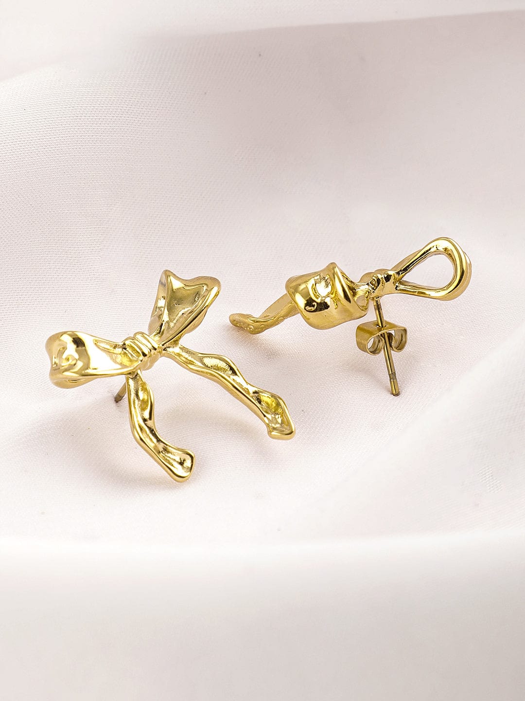 Golden Bow Stud Earrings Gold