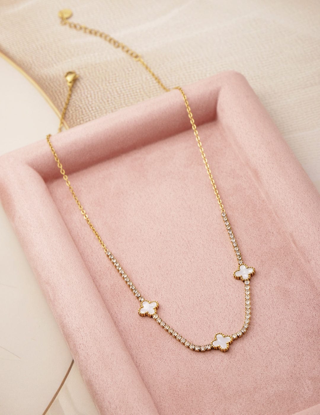 Soft White Charms Necklace Chain Gold