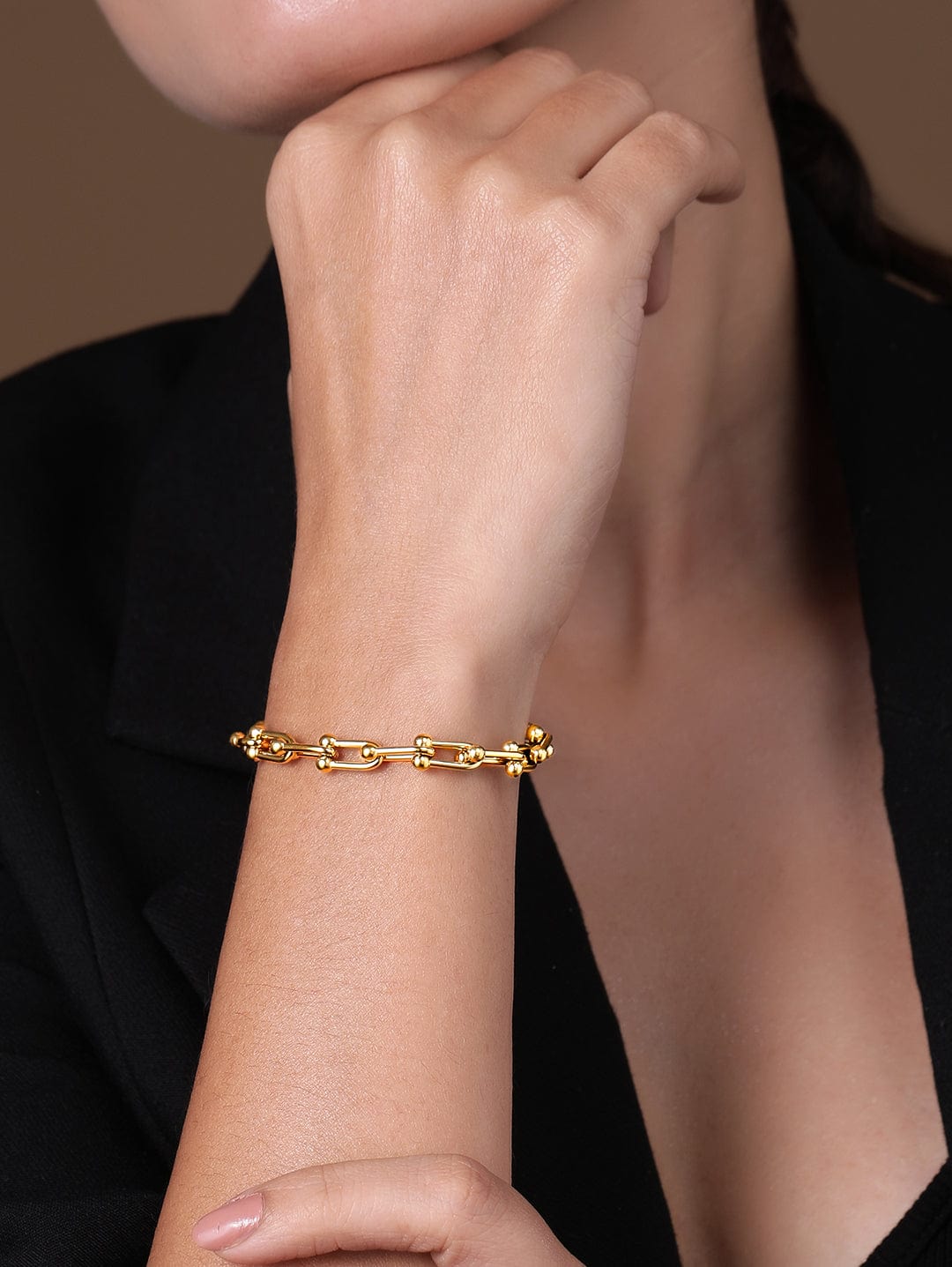 18K Gold-Plated Stainless Steel Tarnish-Free Waterproof Link Bracelet Gold