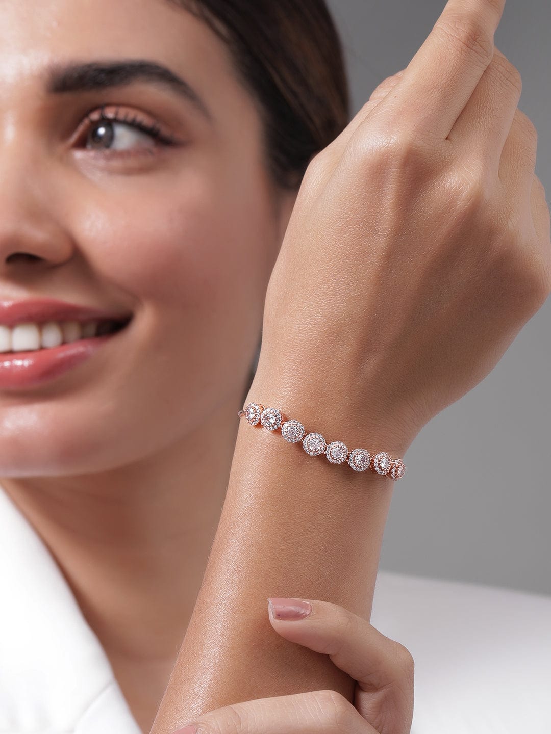 Rose Gold Elegant American Diamond Zirconia Bracelet Rose Gold