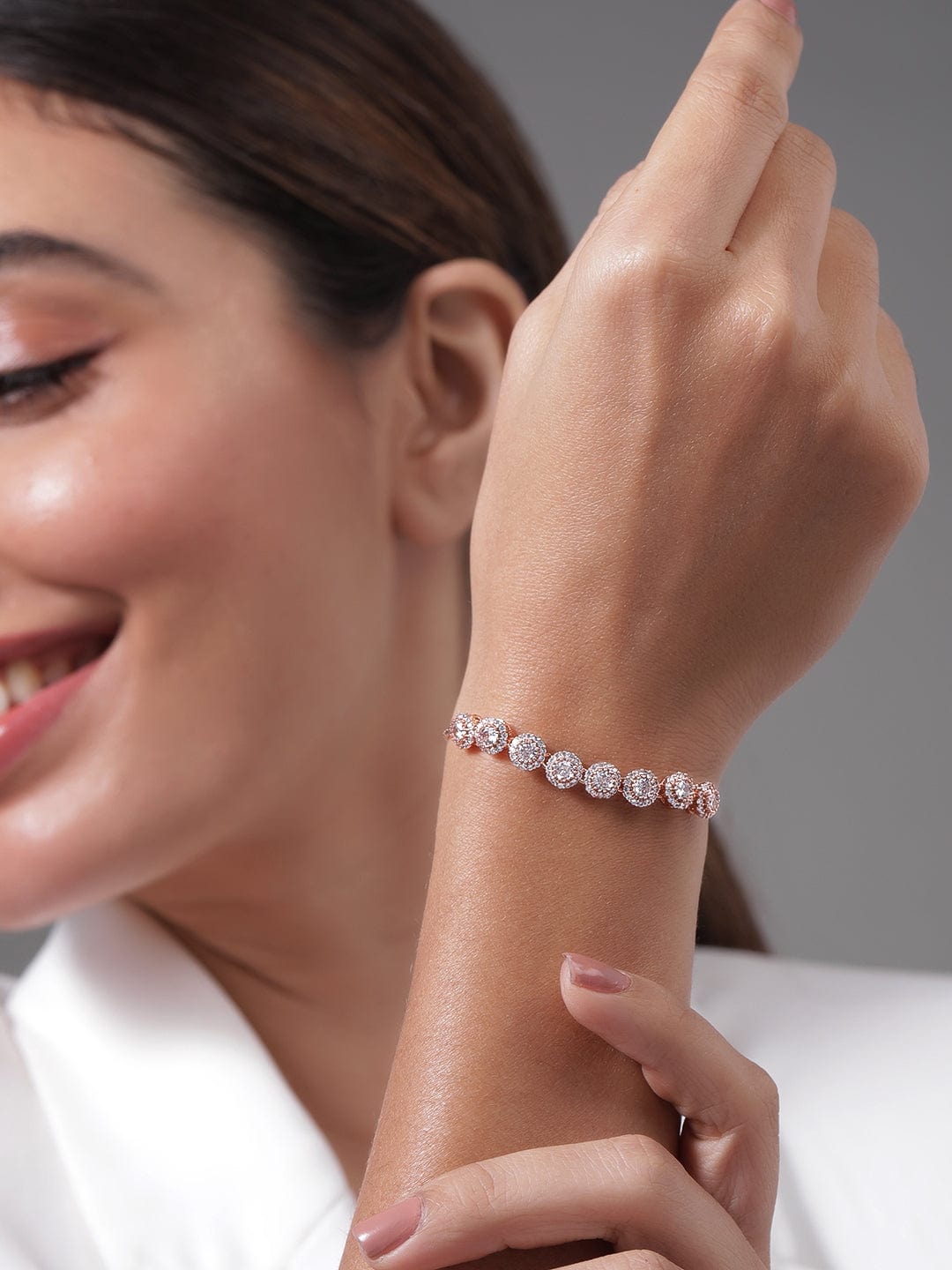 Rose Gold Elegant American Diamond Zirconia Bracelet Rose Gold