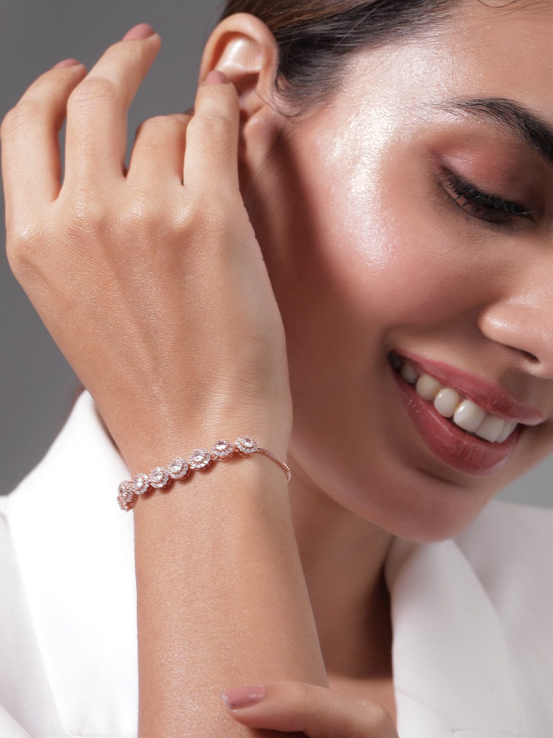 Rose Gold Elegant American Diamond Zirconia Bracelet Rose Gold