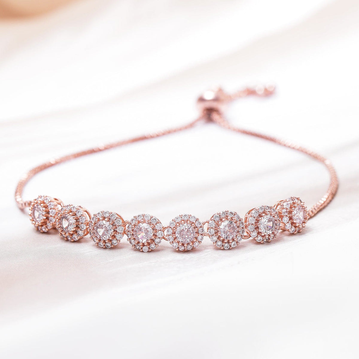 Rose Gold Elegant American Diamond Zirconia Bracelet Rose Gold