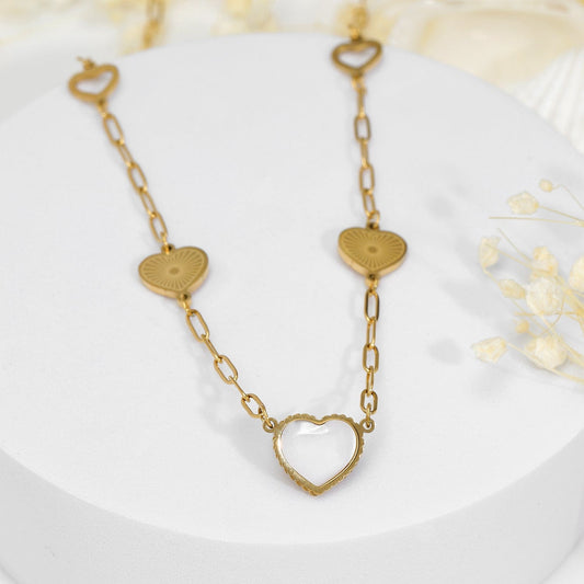 Trendy Heart Charms Necklace Chain Gold