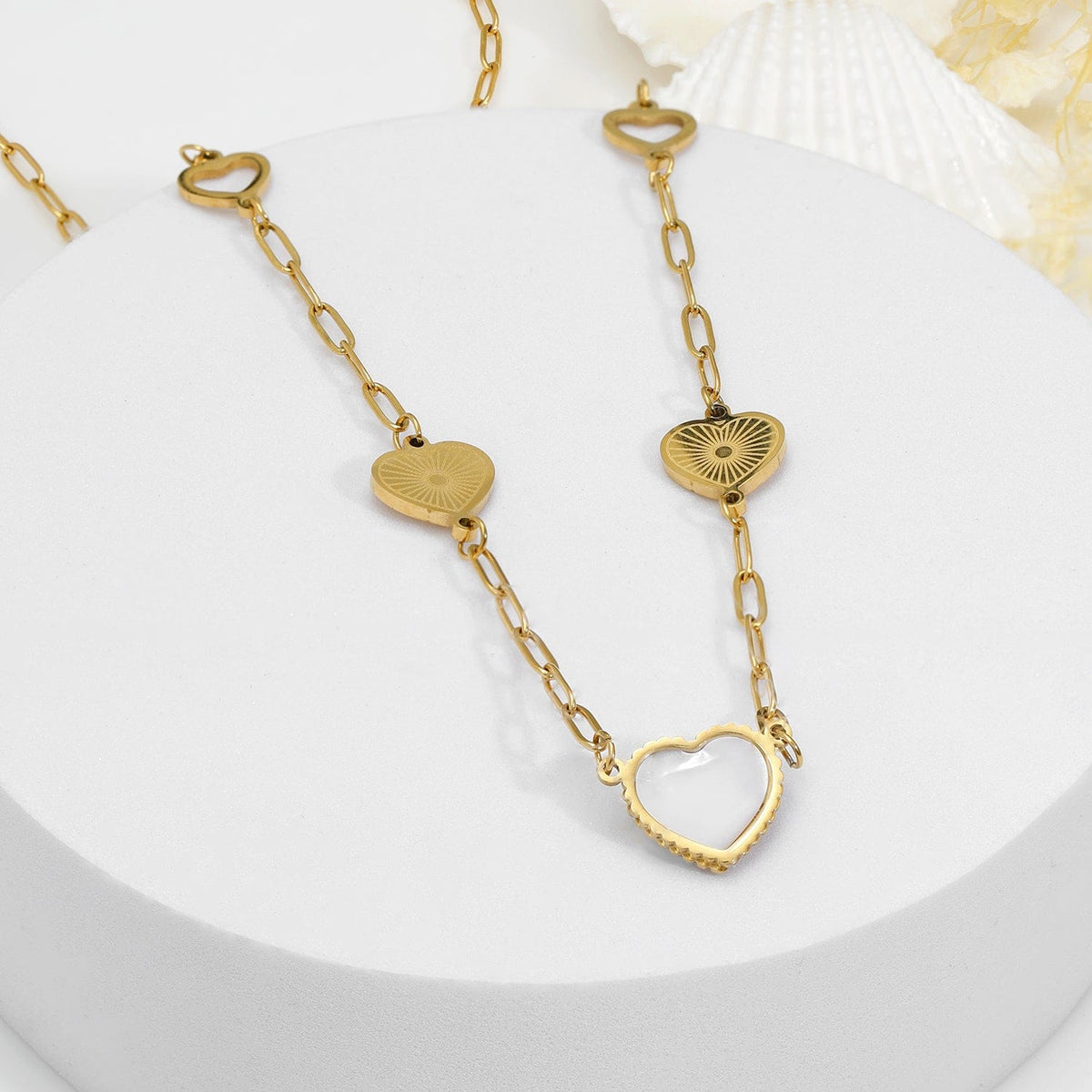 Trendy Heart Charms Necklace Chain Gold
