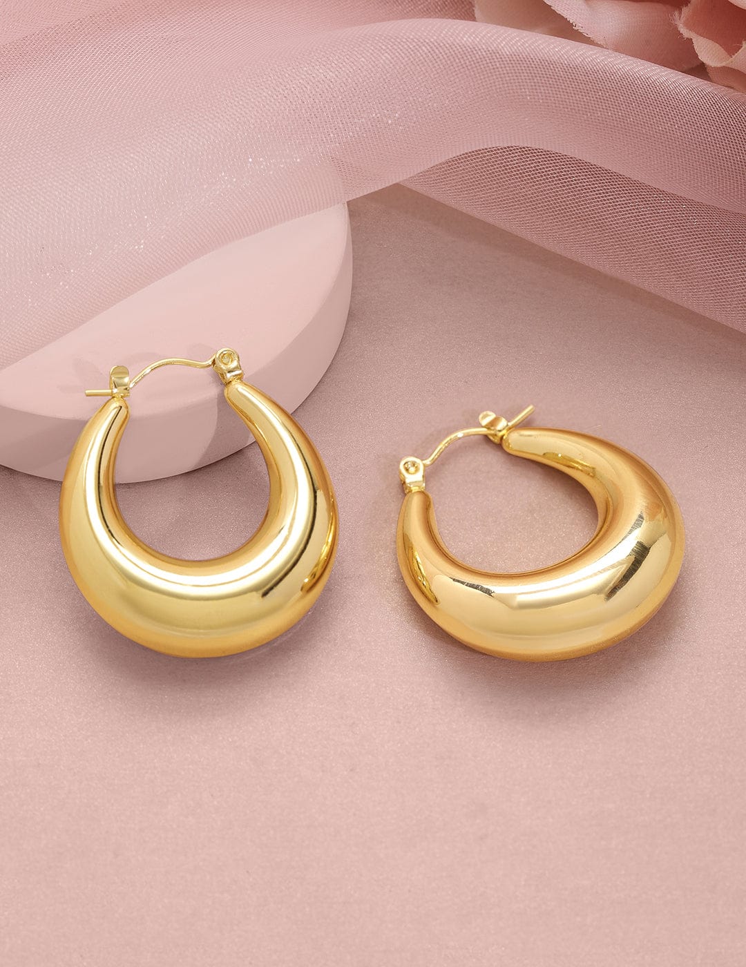 【Rubans】 18K Gold-Plated Stainless Steel Tarnish-Free Waterproof Modern Hoop Earrings｜18K ゴールドメッキ ステンレス モダン フープイヤリング