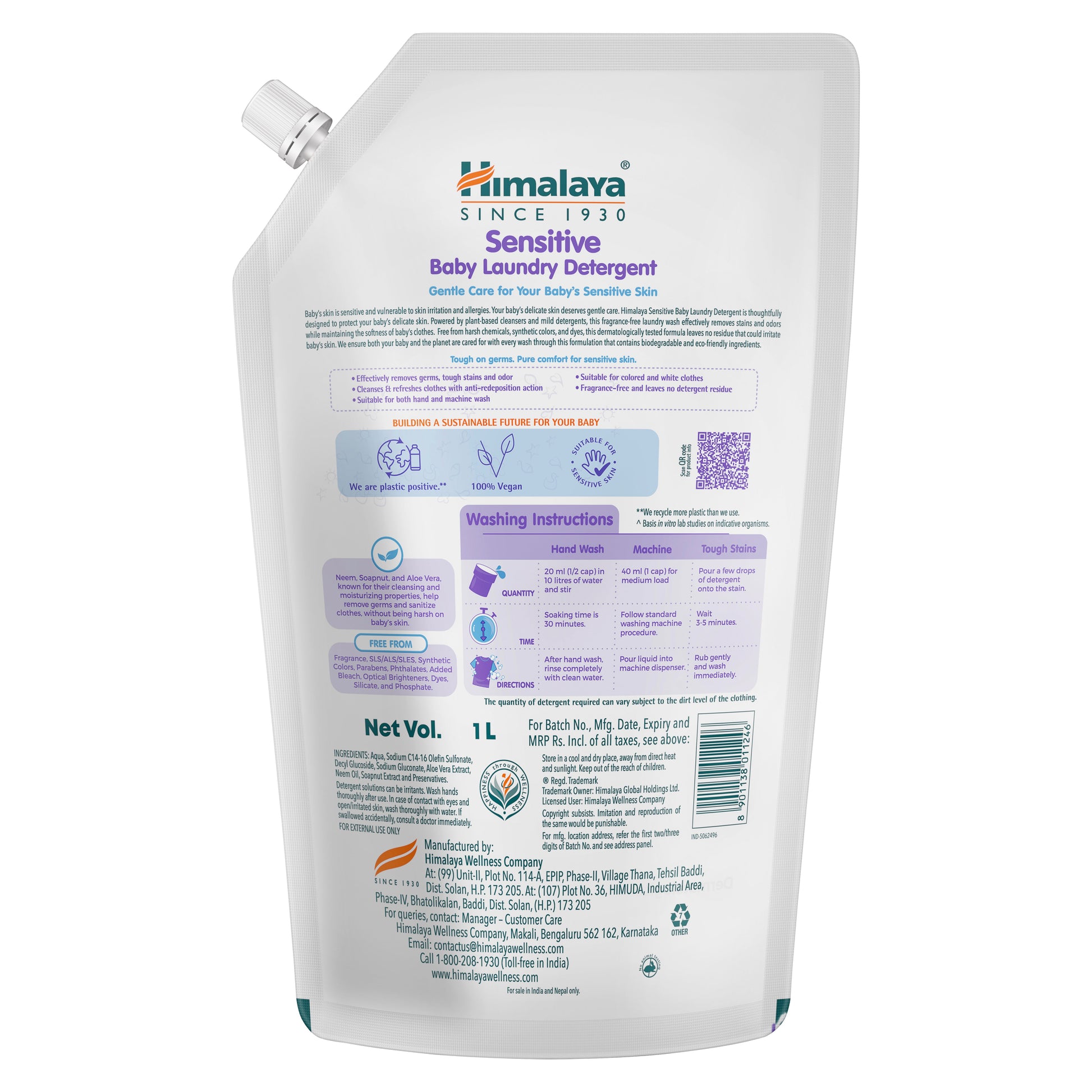 SENSITIVE BABY LAUNDRY DETERGENT 500ML (POUCH)