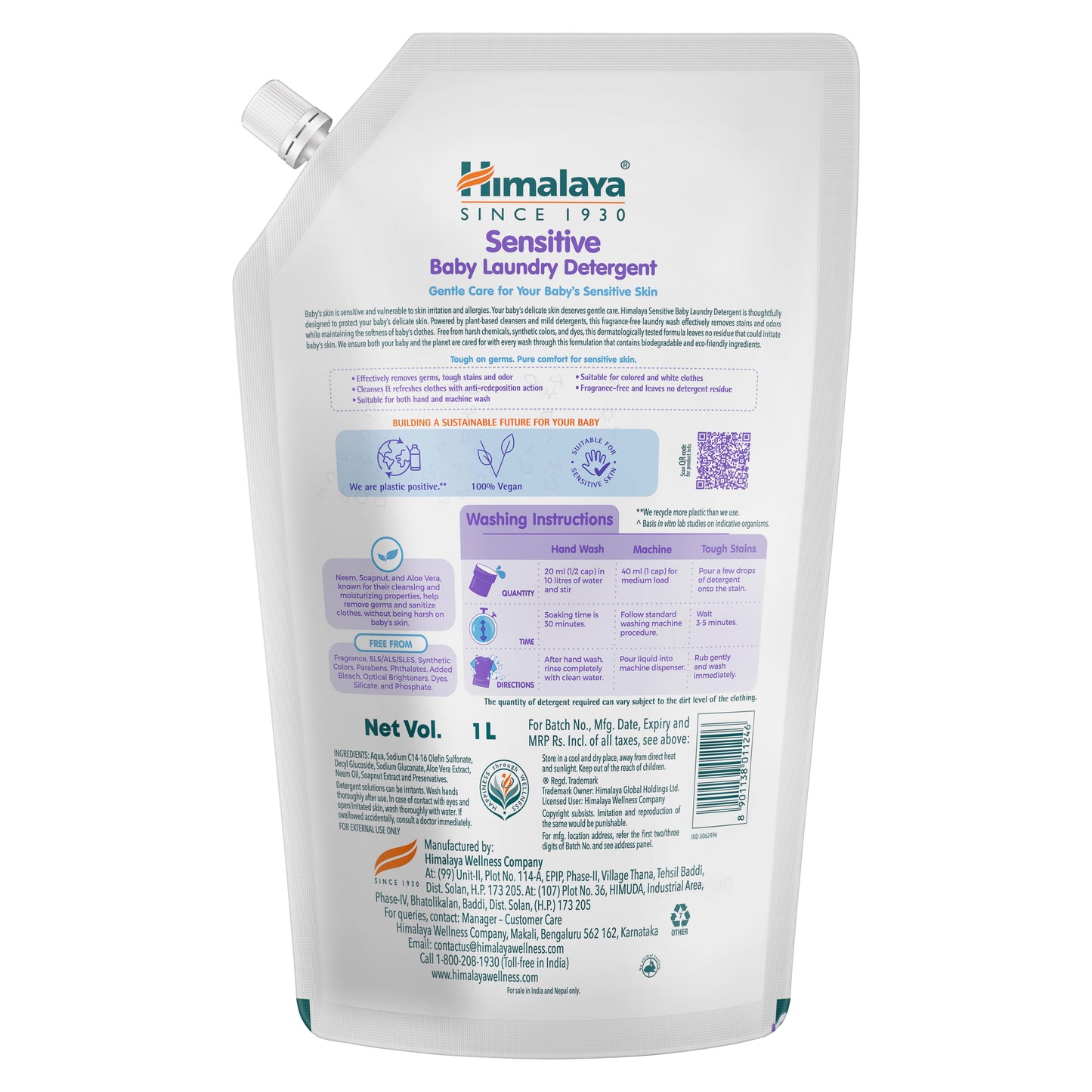 SENSITIVE BABY LAUNDRY DETERGENT 1LTR (POUCH)