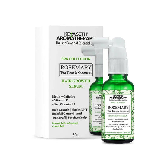 Rosemary Tea Tree Coconut Hair Growth Serum, Biotin Caffeine Vitamin E B5, Blocks DHT, Hair fall Control, Dandruff Soothing, Essential Oil 30ml