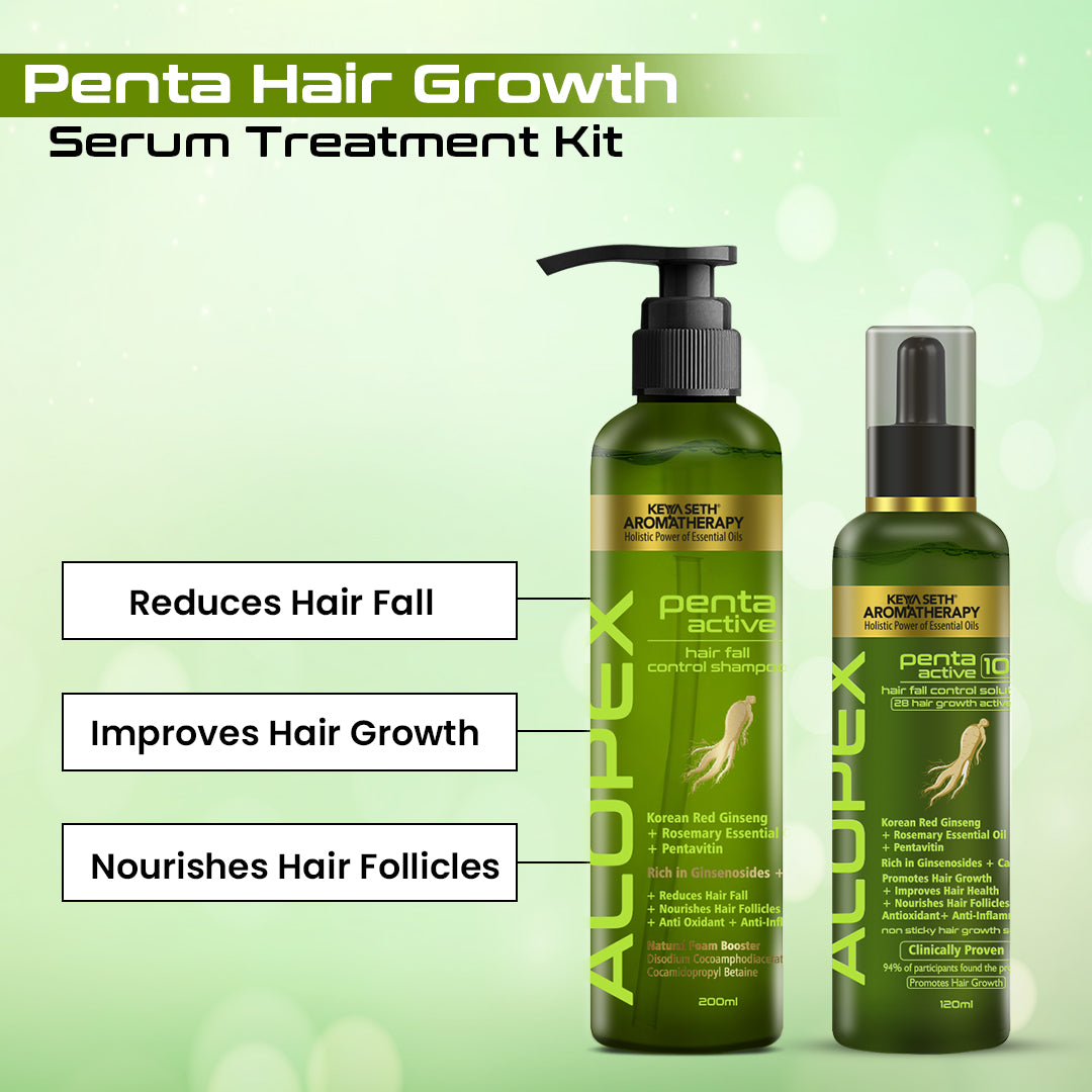 Alopex Penta Hair Growth Serum Treatment Kit – Shampoo & Solution with Korean Red Ginseng, Rosemary & Pentavitin for Hair Fall Control & Scalp Nourishment 320ml