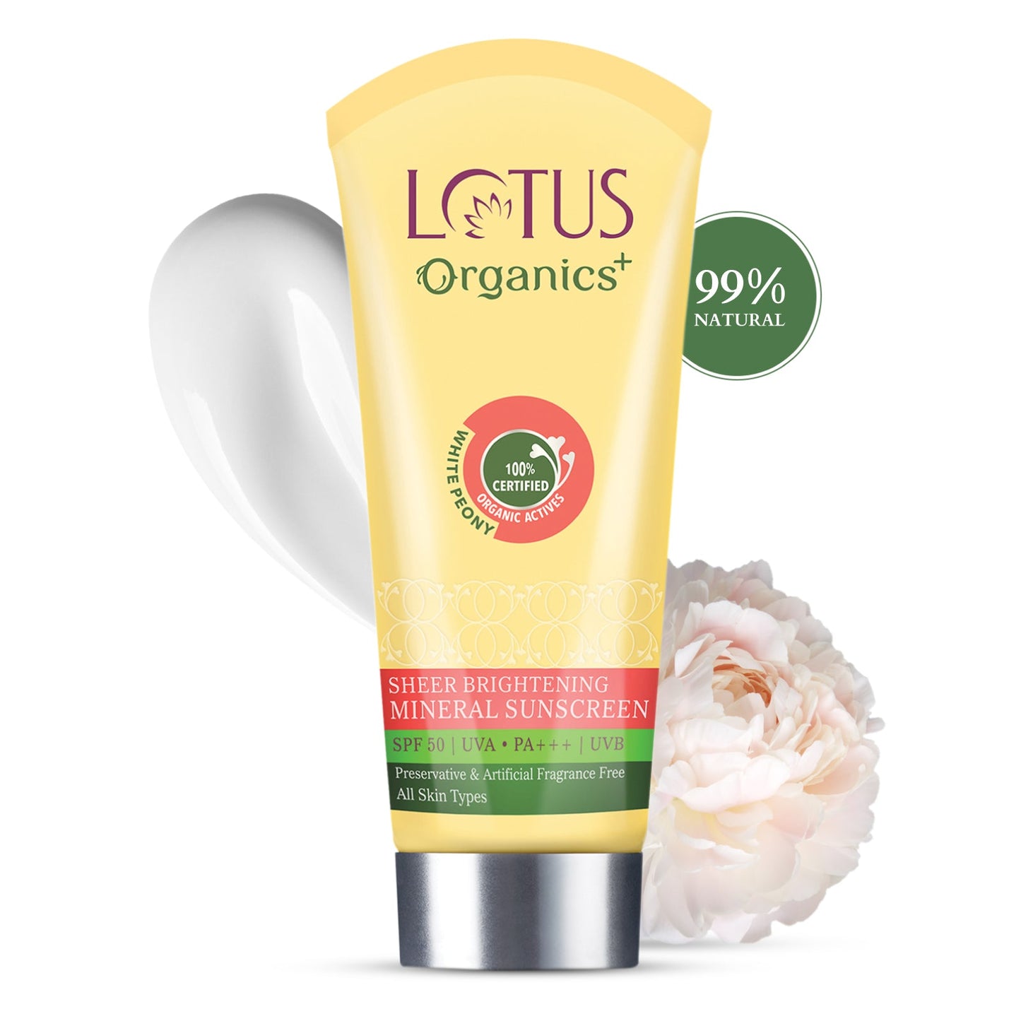 Organics+ Sheer Brightening Mineral Sunscreen SPF 50 PA+++ 100G