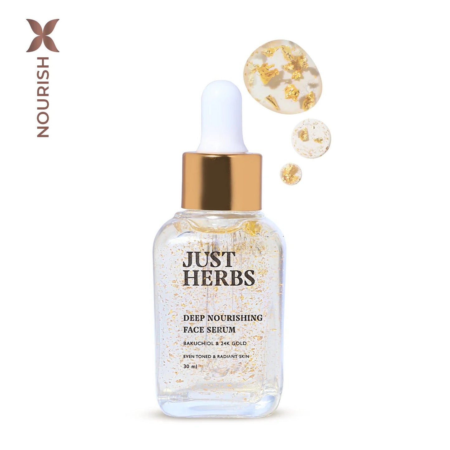 【Just Herbs】 24K Gold & Bakuchiol Deep Nourishing Face Serum｜24K ゴールド＆バクチオール ディープナリッシング フェイスセラム｜30ml
