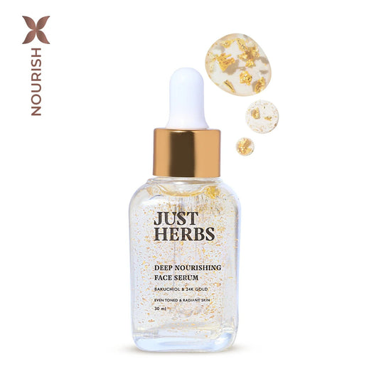 【Just Herbs】 24K Gold & Bakuchiol Deep Nourishing Face Serum｜24K ゴールド＆バクチオール ディープナリッシング フェイスセラム｜30ml