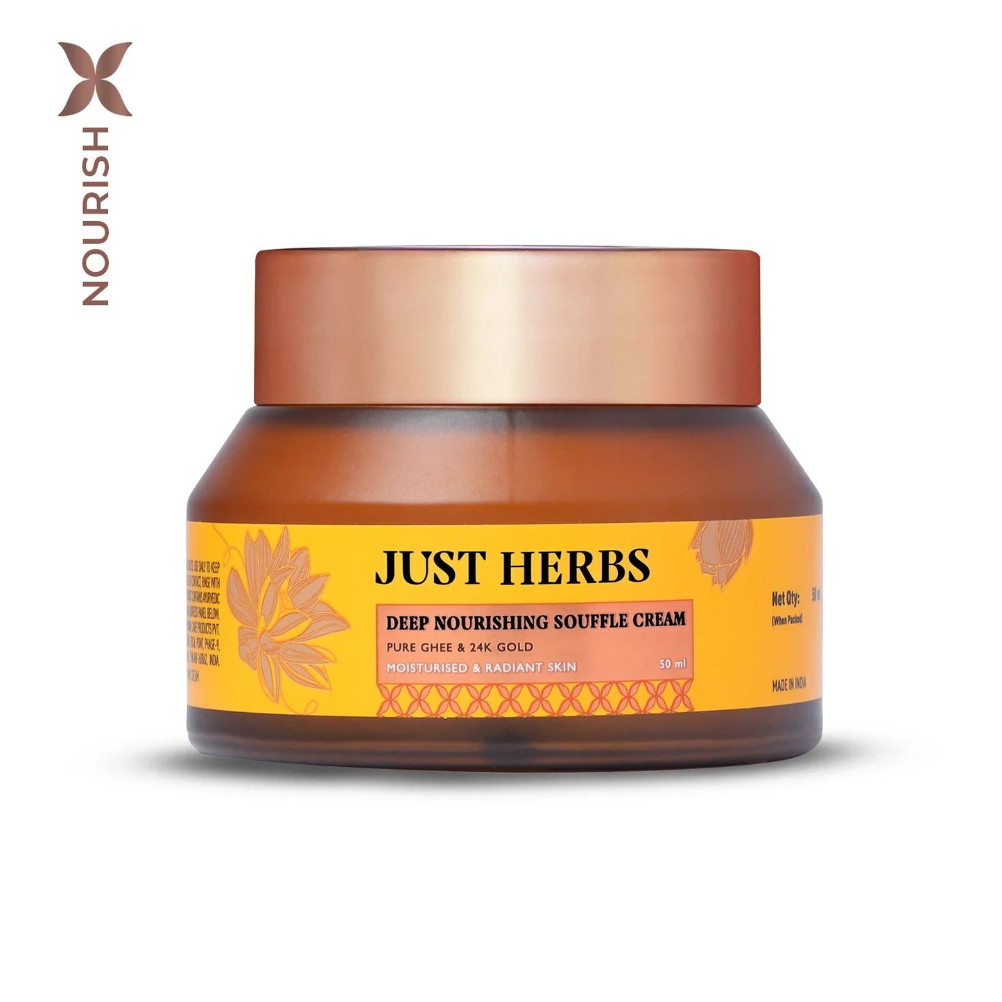 【Just Herbs】 Pure Ghee & 24K Gold Deep Nourishing Souffle Cream｜ピュアギー＆24K ゴールド ディープナリッシング スフレクリーム｜50ml