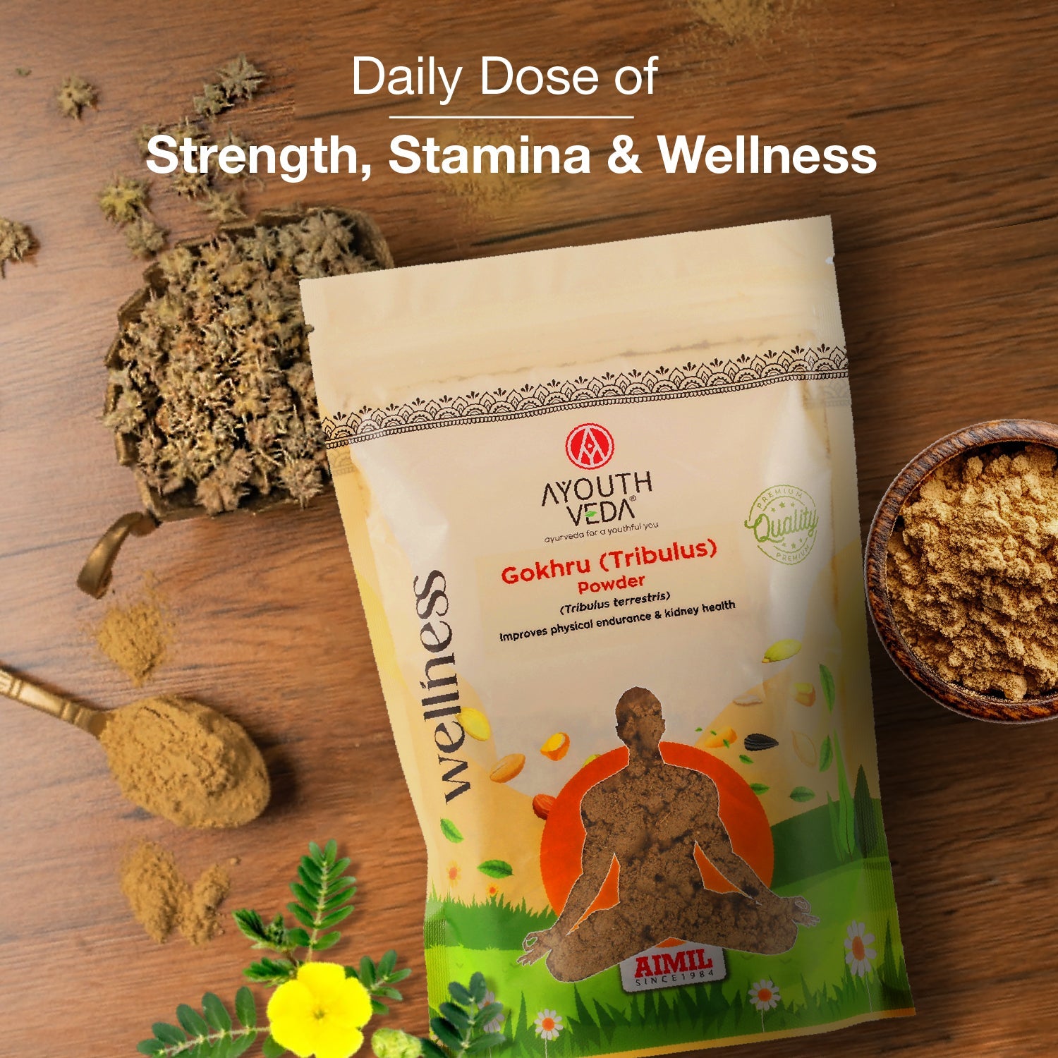 Gokhru Powder | Pure Ayurvedic Tribulus terrestris for Strength, Stamina & Vitality | Supports Muscle Growth, Kidney & Urinary Health | Natural Energy & Performance Booster | Net Qty: 200g 200g
