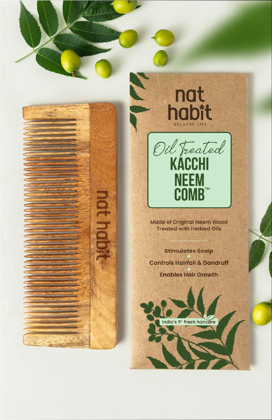 Wide Tooth Kacchi Neem Shampoo Comb 2個