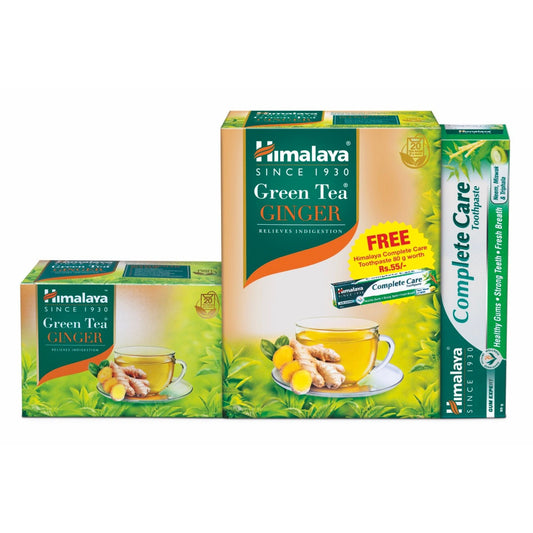 【Himalaya】 GREEN TEA GINGER ´20s + COMPLETE CARE TOOTHPASTE FREE OFFER PACK｜グルイーンティージンジル20スクオムプルエテクアレトゥースペーストフルイーオフフエルパック