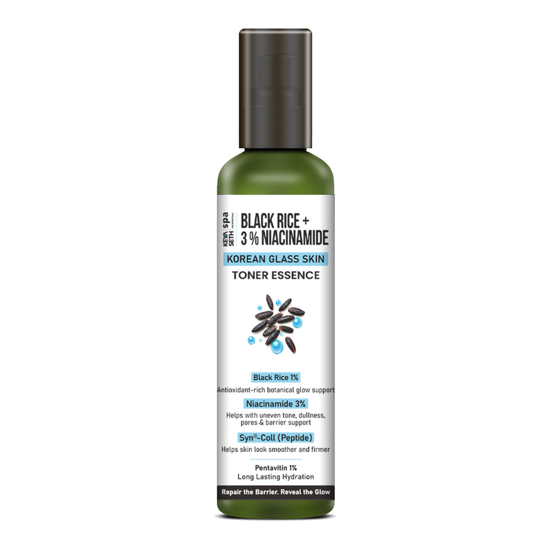 【Keya Seth】 Korean Glass Skin Toner Essence (1% Black Rice, 3% Niacinamide & Peptide)｜コリアン グラススキン トナーエッセンス（黒米 1%・ナイアシンアミド 3%・ペプチド）｜120ml