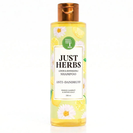 【Just Herbs】 Anti Dandruff Shampoo | Lemon, Bhringraj & 12 Herbs｜アンチダンドラフ シャンプー レモン・ブリンガラージ＆12ハーブ｜200ml