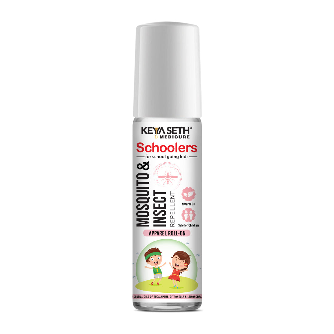 Schoolers Baby & Kids Mosquito-Insect Repellent Fabric Roll-On With Citronella, Lemongrass, Clove, Eucalyptus, Neem seed and Tea tree oils, Natural, DEET Free & Safe 8ml