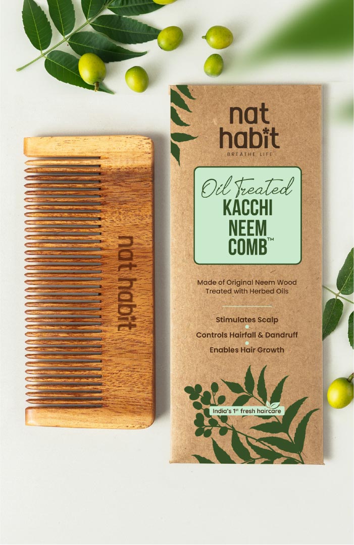 Fine Tooth Kacchi Neem Styling Comb スモール 2個パック
