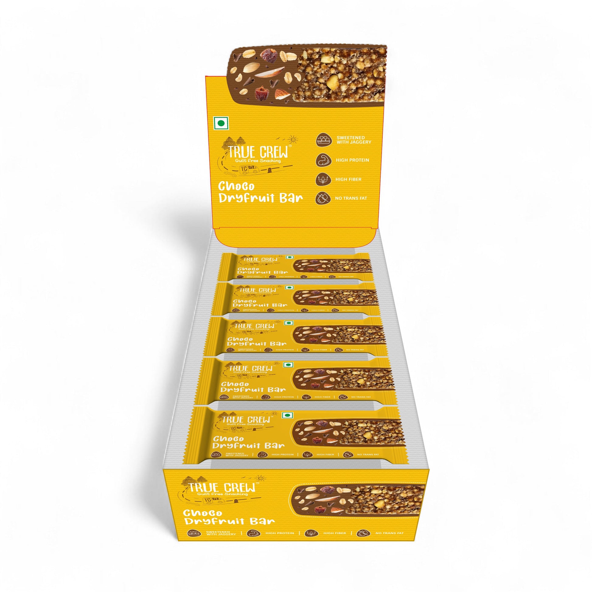 TRUE CREW - Choco Dryfruit Bar, 25 g Each (Pack of 10) 25gx10