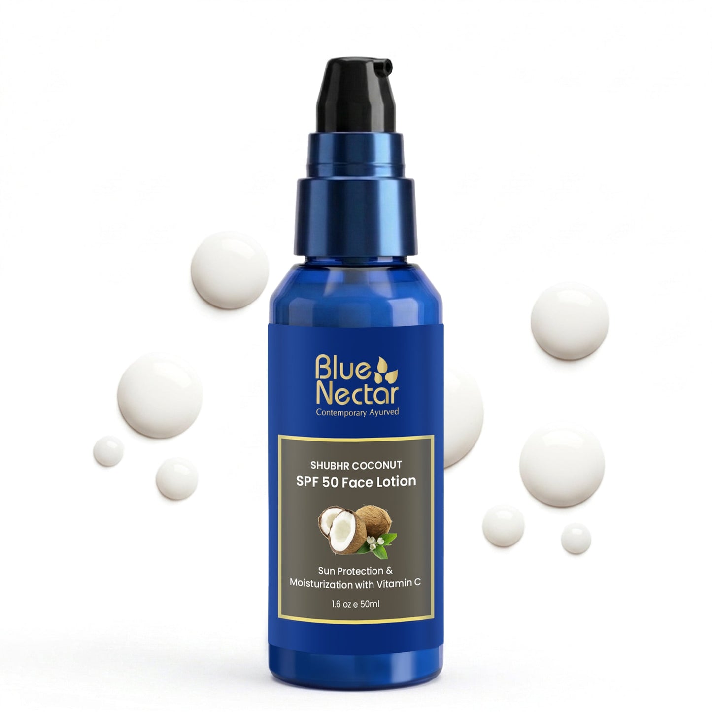 Shubhr Coconut Sunscreen SPF 50 Face Lotion for Sun Protection (18 herbs, 50ml) 50ml