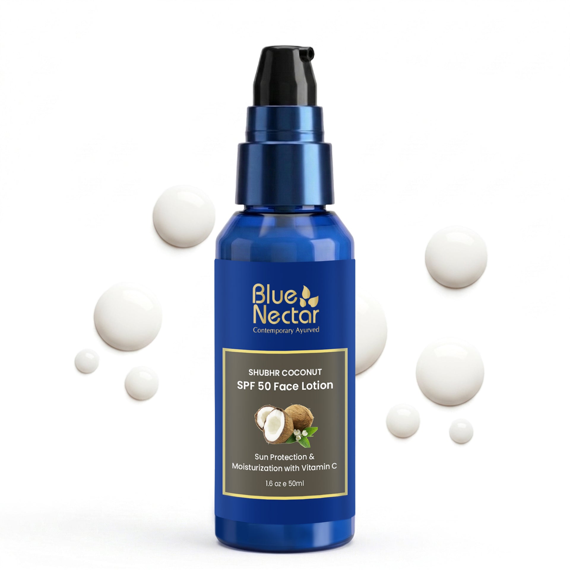 Shubhr Coconut Sunscreen SPF 50 Face Lotion for Sun Protection (18 herbs, 50ml) 50ml
