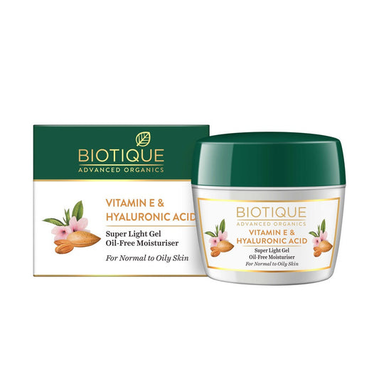 【Biotique】 Vitamin E & Hyaluronic Acid Super Light Gel Oil-Free Moisturiser｜ビタミンE Hyaluronic Acid Super Light ジェル オイル Free モイスチャライザー｜175G