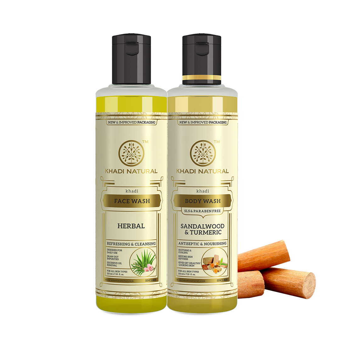 Herbal Face Wash & Sandalwood & Turmeric Body Wash – Combo Pack of 2 210ml Each