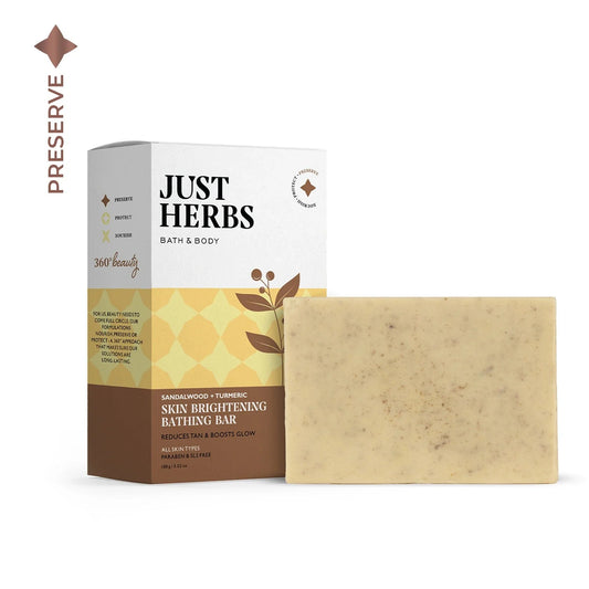 【Just Herbs】 Skin Brightening Bathing Bar with Sandalwood and Turmeric｜スキンブライトニング バスバー サンダルウッド＆ターメリック｜100g