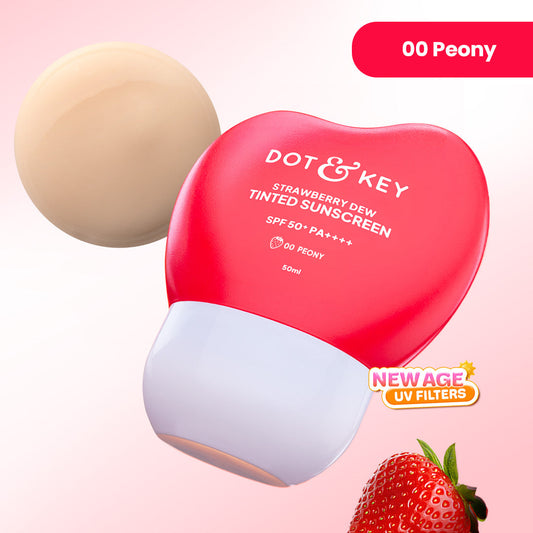 【Dot & Key】 Strawberry Dew Tinted Sunscreen, In-Vivo Tested SPF 50+ PA++++｜ストロベリー デュー ティンテッド サンスクリーン SPF50+ PA++++｜00 Peony（ピオニー）