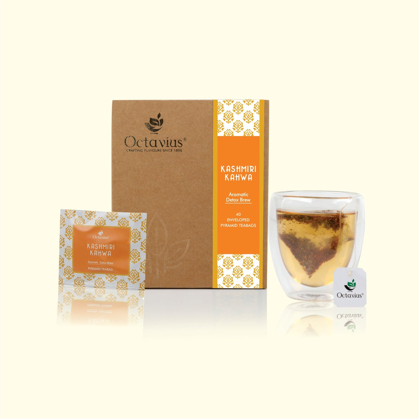 Kashmiri Kahwa - 40  Enveloped Pyramid Tea Bags 150g