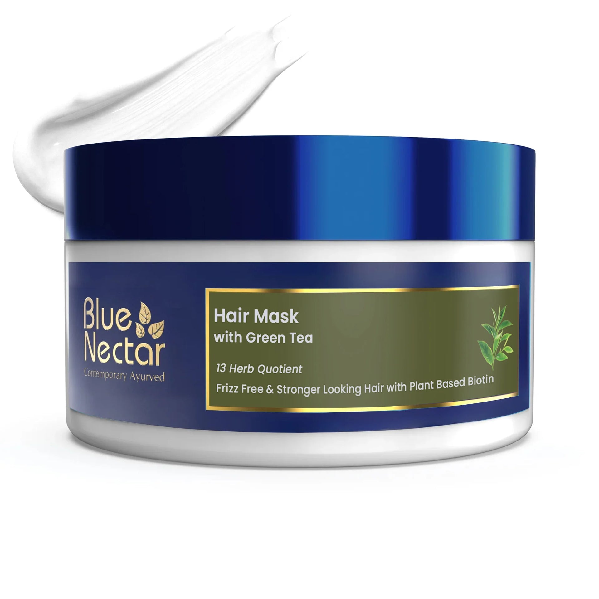 Green Tea Hair Mask for Frizzy Hair with Plant Based Biotin (13 herbs, 200g) 200g