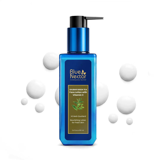 【Blue Nectar】 Shubhr Green Tea Face Lotion With Vitamin C & Hyaluronic Acid (14 herbs, 100ml)｜シュブル グリーンティー フェイスローション ビタミンC＆ヒアルロン酸配合｜100ml