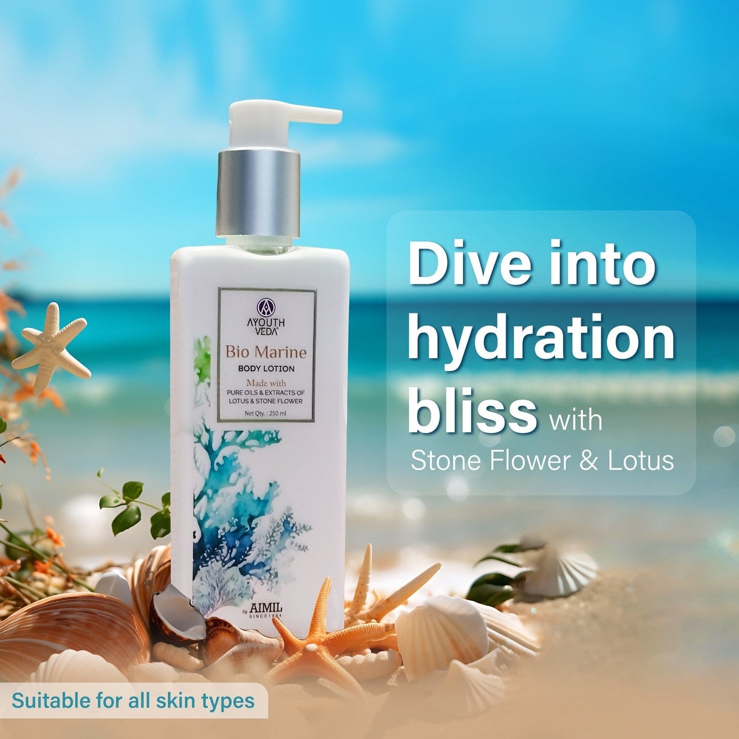 Bio Marine Body Lotion with Lotus & Stone Flower | Deep Hydration & Skin Soothing | Lightweight, Non-Greasy Formula | Calms Irritated Skin | Suitable for All Skin Types | 250ml 250ml