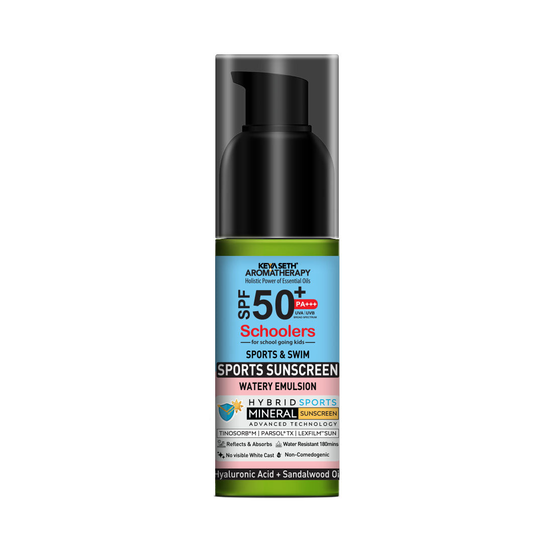 Schoolers SPF 50 PA+++, Kids Sports Mineral Watery Sunscreen Boys & Girls, No White Cast, Water Resistant 180 Mins, Tinosorb M + Parsol TX 50ml