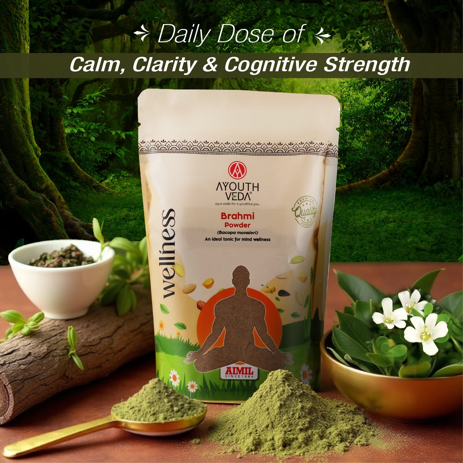 Brahmi Powder | Pure Bacopa monnieri Brain Tonic for Memory, Focus & Stress Relief | Antioxidant-Rich Ayurvedic Support for Cognitive Function, Mental Clarity & Immunity | Net Qty: 200g 200g