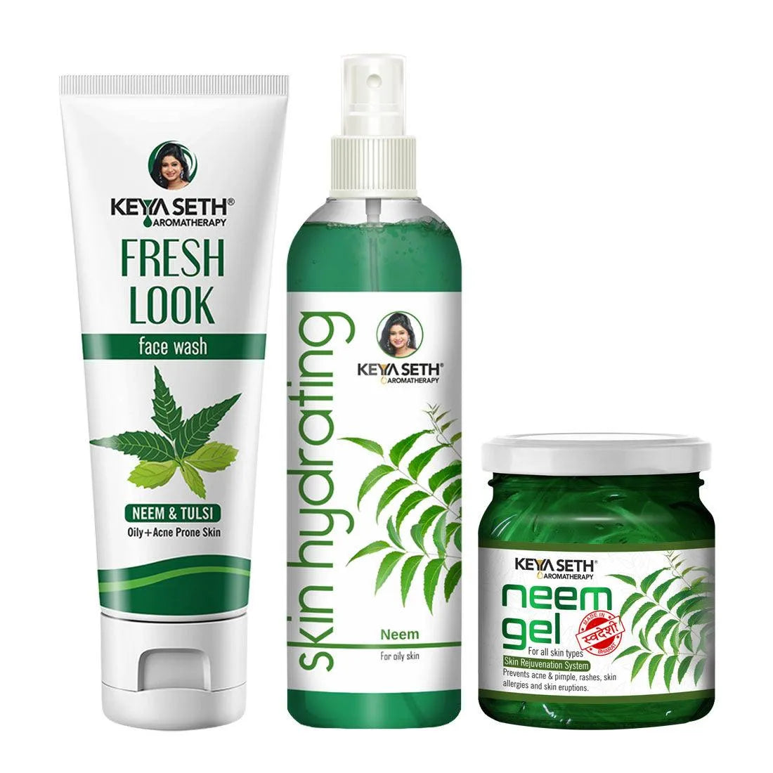 Neem Essential Skin Care Routine Kit for Oily & Acne Prone Skin for Men & Women I Facewash + Gel Moisturizer + Toner with Neem & Tulsi. 400ml