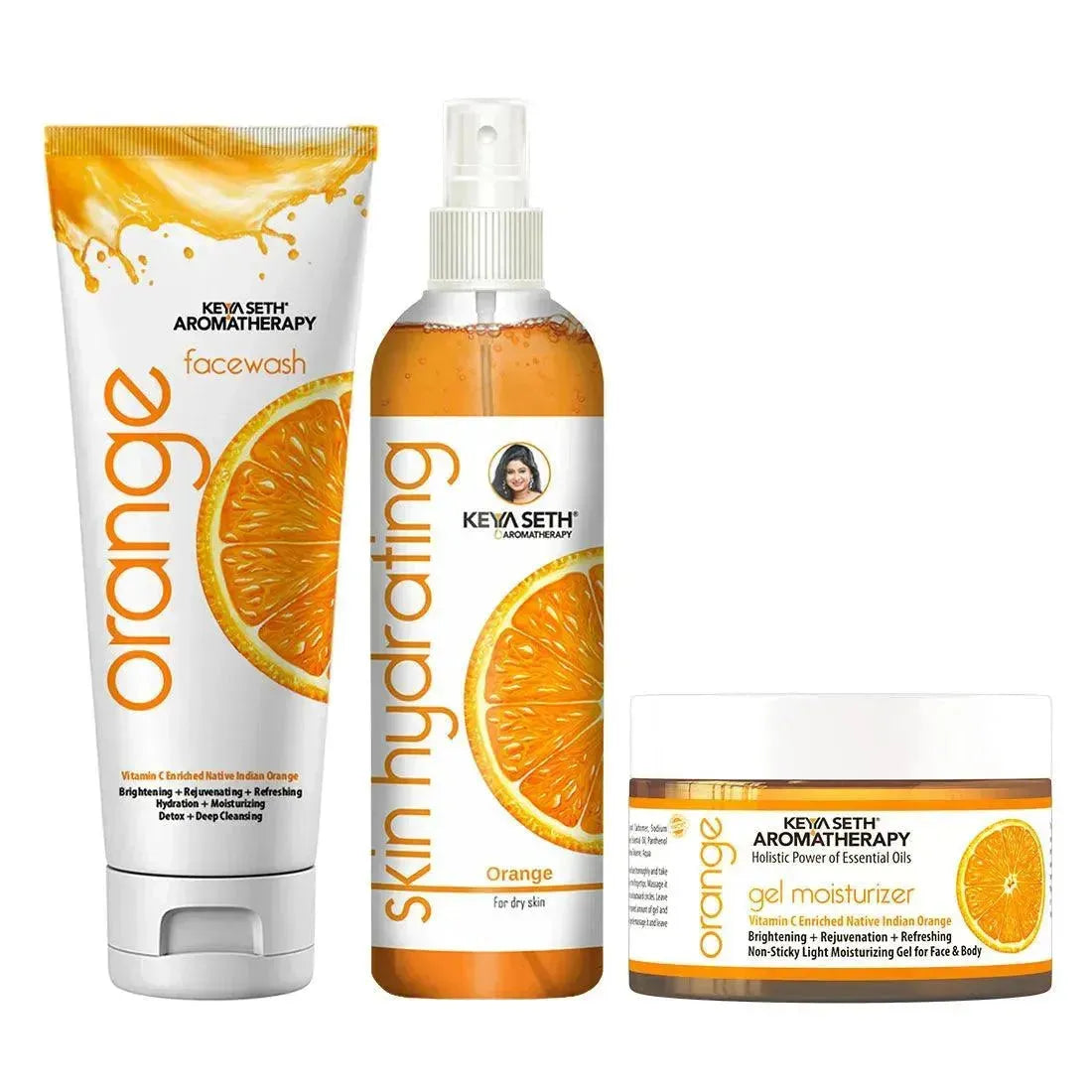 Orange Essential Skin Care Routine Kit for Glowing Skin for Men & Women I Facewash + Gel Moisturizer + Toner I Vitamin C Enriched 400ml