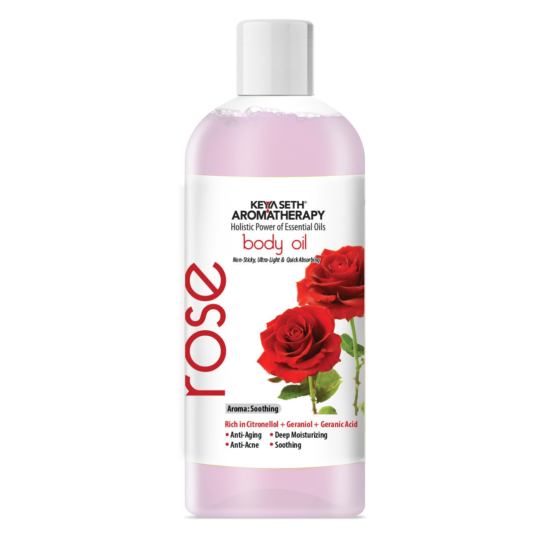 Rose Body Oil - Deep Moisturising, Anti-Ageing, Soothing For Glowing Skin; Non-Sticky, Quick-Absorbing 400ml