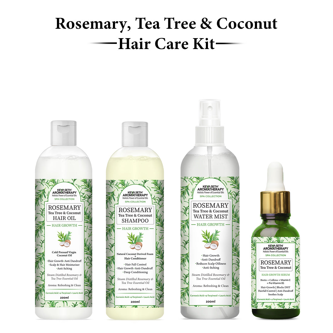 Rosemary Hair Growth Treatment Kit for Dry Hair- Rosemary Hair Serum, Hair Oil, Shampoo, Water Mist to Reduce Itching, Oiliness, Flakes & Hair Fall 630ml