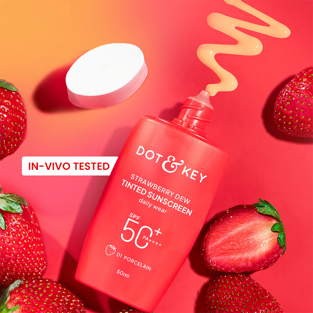 Strawberry Dew Tinted Sunscreen, In-Vivo Tested SPF 50+ PA++++ 