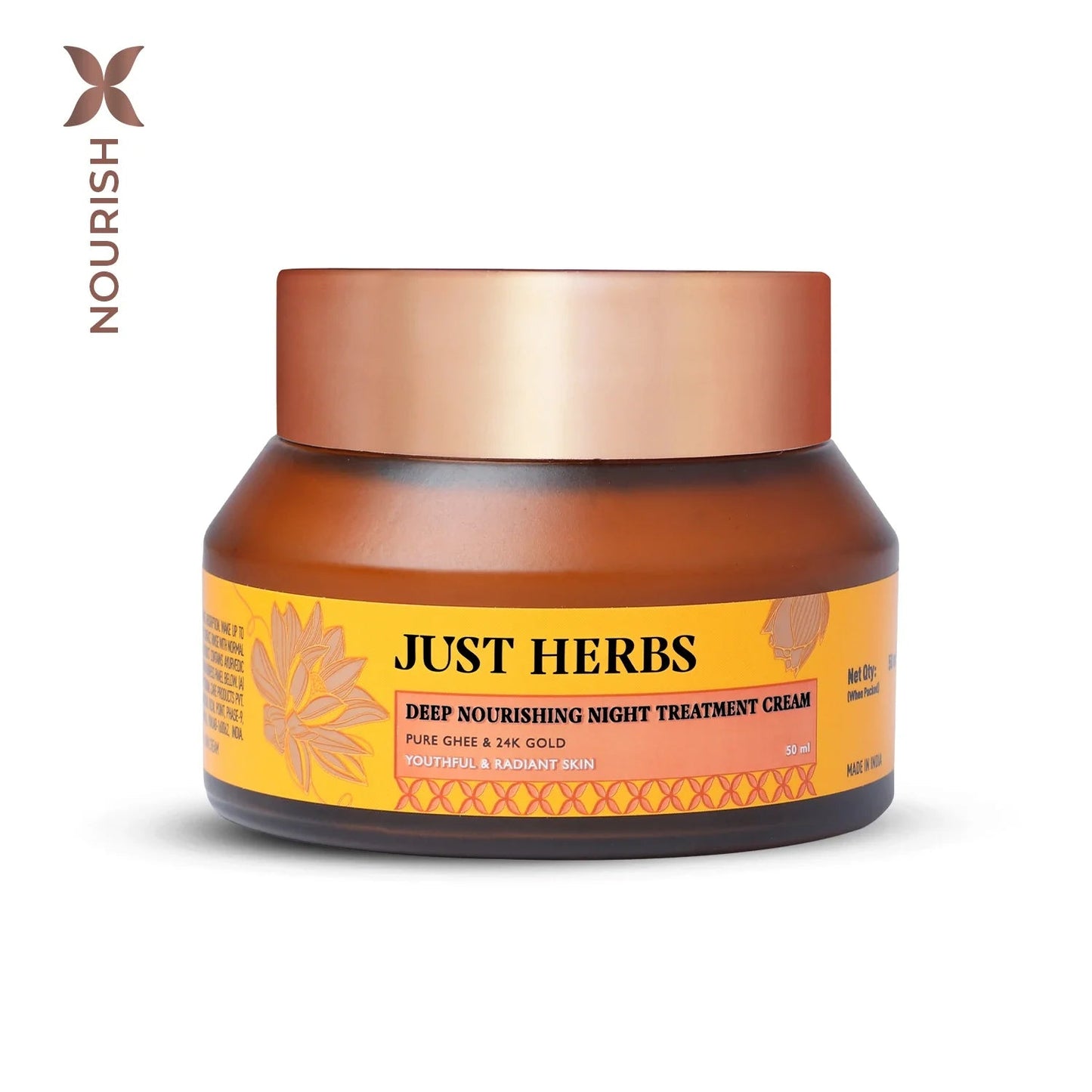 【Just Herbs】 Pure Ghee & 24K Gold Deep Nourishing Night Treatment Cream｜ピュアギー＆24K ゴールド ディープナリッシング ナイトトリートメントクリーム｜50ml