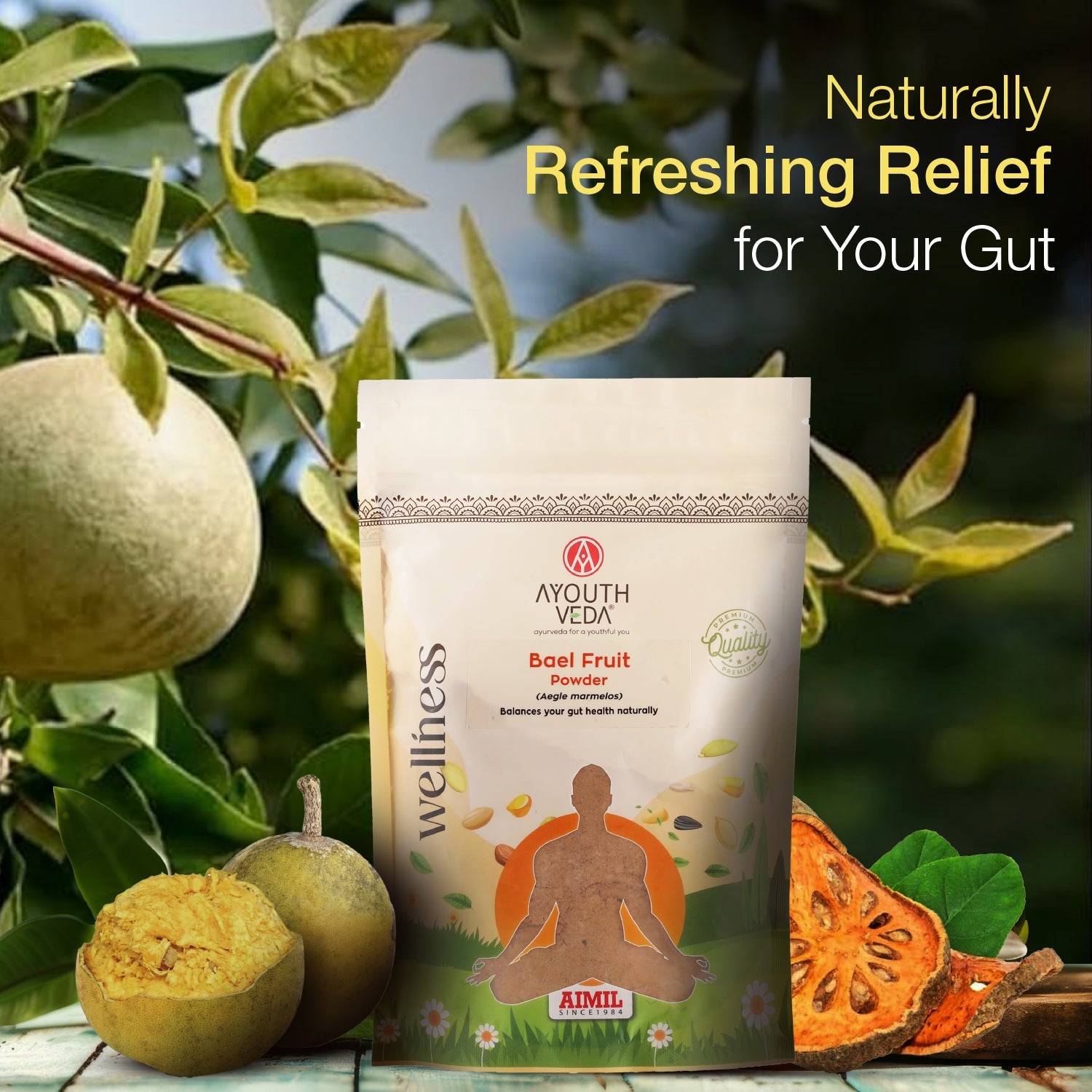 Bael Fruit Powder with Pure Sun-Dried Bael (Aegle marmelos) for Digestive Balance, Gut Comfort, Cooling Relief & Healthy Bowel Function – Natural Ayurvedic Digestive Support – Net Qty: 200 g 200g