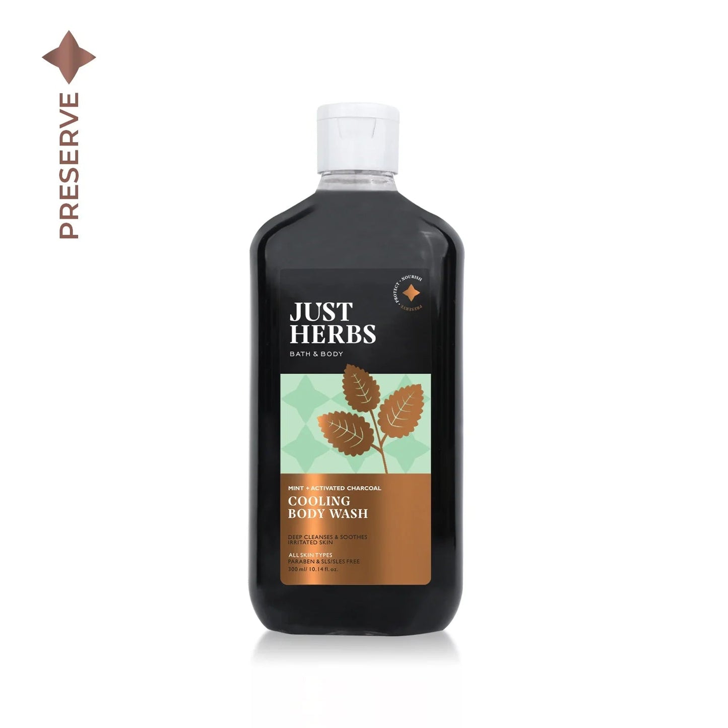 【Just Herbs】 Mint Cooling Body Wash with Activated Charcoal｜ミント クーリング ボディウォッシュ 活性炭配合｜300ml