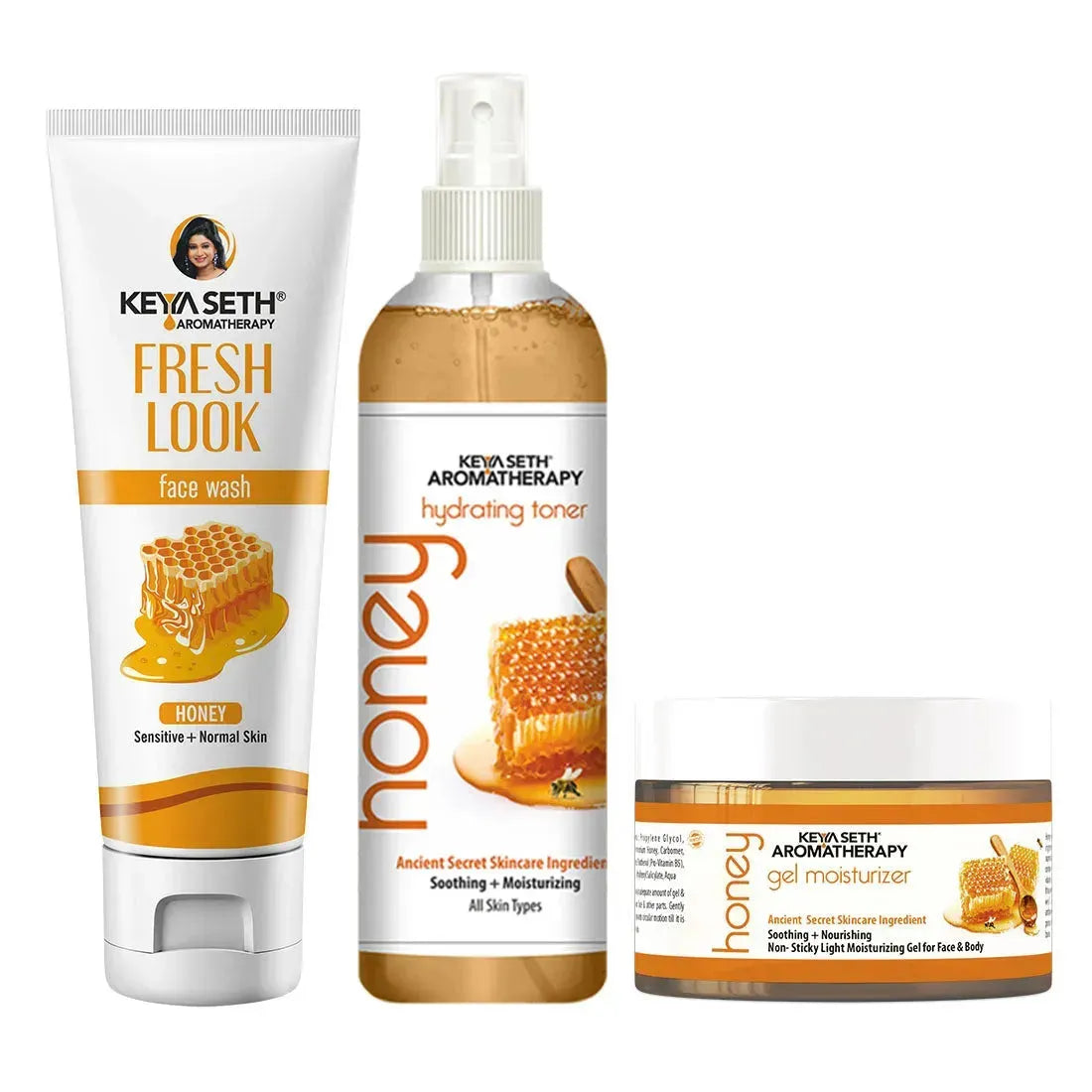 Honey Essential Skin Care Routine Kit for Dry Skin for Men & Women I Facewash + Gel Moisturizer + Toner I Deep Conditioning with Pure Honey 400ml