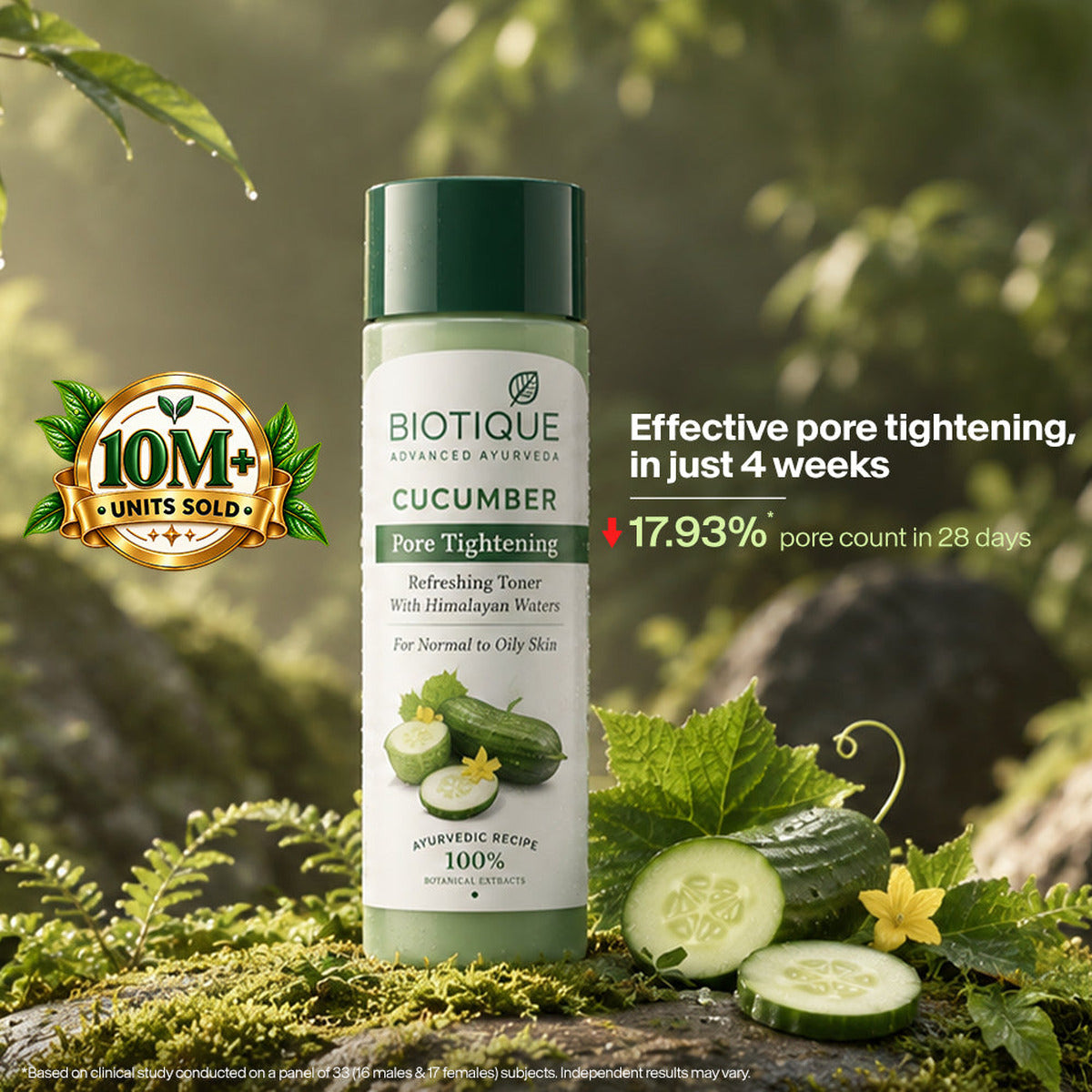 【Biotique】 CUCUMBER Pore Tightening Refreshing Toner 190ml｜きゅうり ポアタイトニング リフレッシング トナー｜190ML