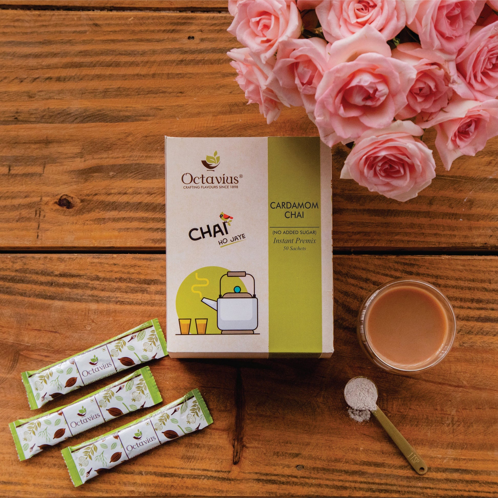 Cardamom Chai Instant Premix- 50 Sachets ( No added Sugar ) 50sachets