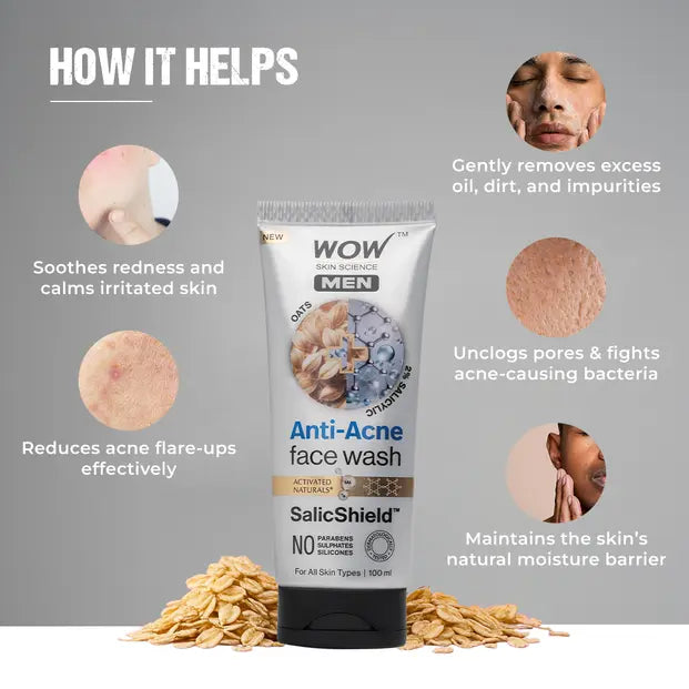 Oat Extract Salicylic Acid Anti Acne Face Wash